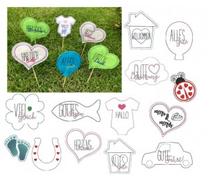 Stickserie ITH - 17 Blumenstecker Glückwünsche